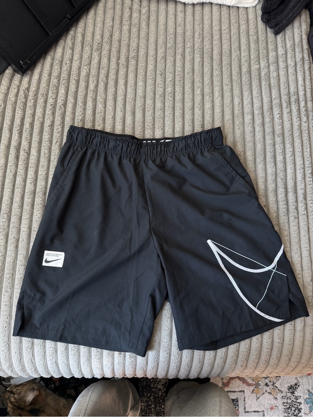 Nike Black Performance Shorts with White Logo Patch